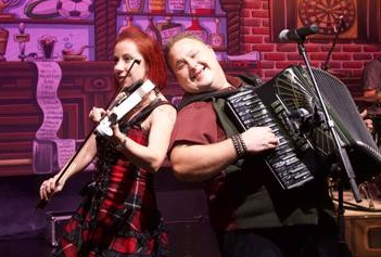 Female Playing Fiddle and Male Playing Accordion